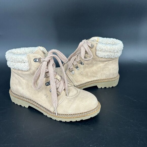 Dirty Laundry Casbah Ankle Boot Size 9 Creme Sherpa Lace Up Boots Chunky - Picture 1 of 11